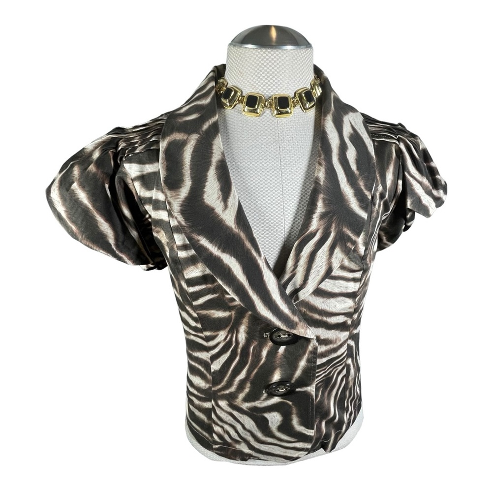 D.F.A. New York Animal Print Short Sleeve Women's Blazer Size XL